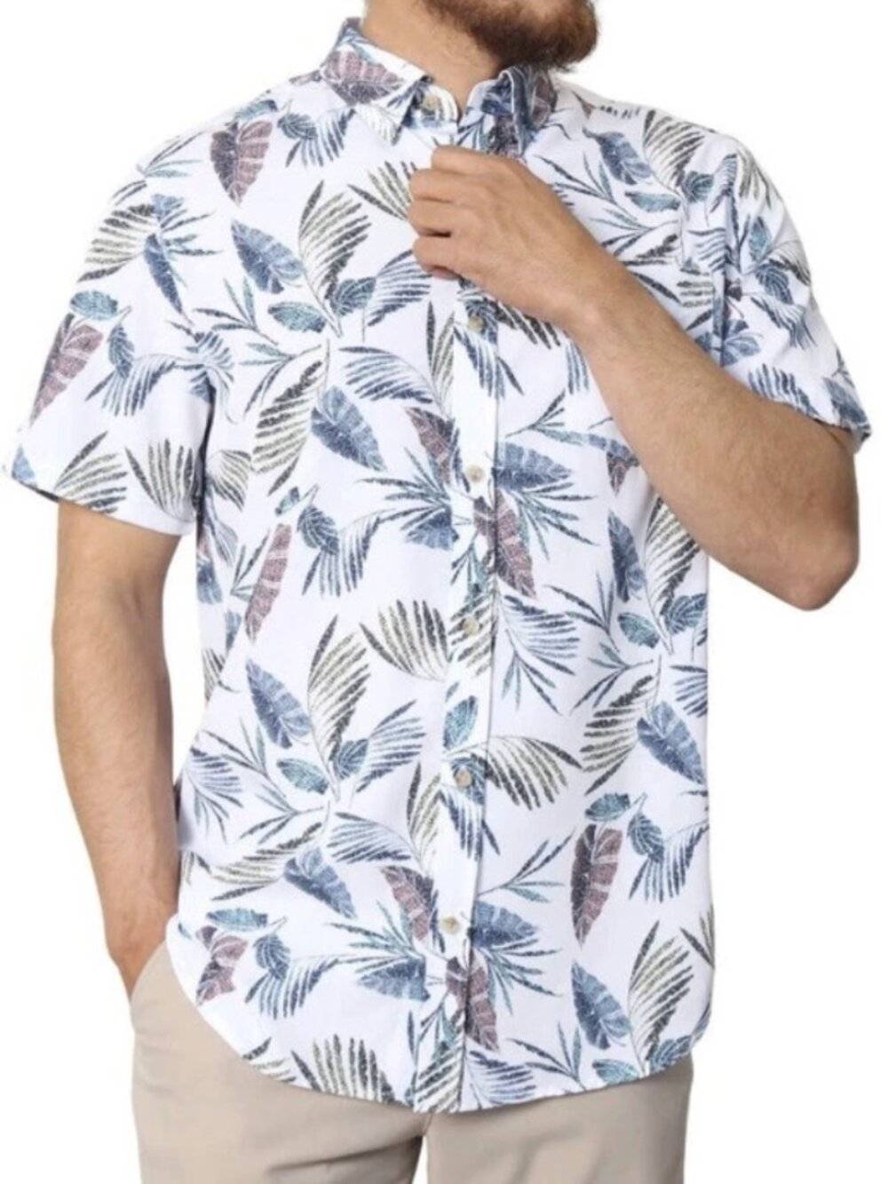 Seapointe Tropical Hawaiian Woven Shirt Multicolor \ X-Large